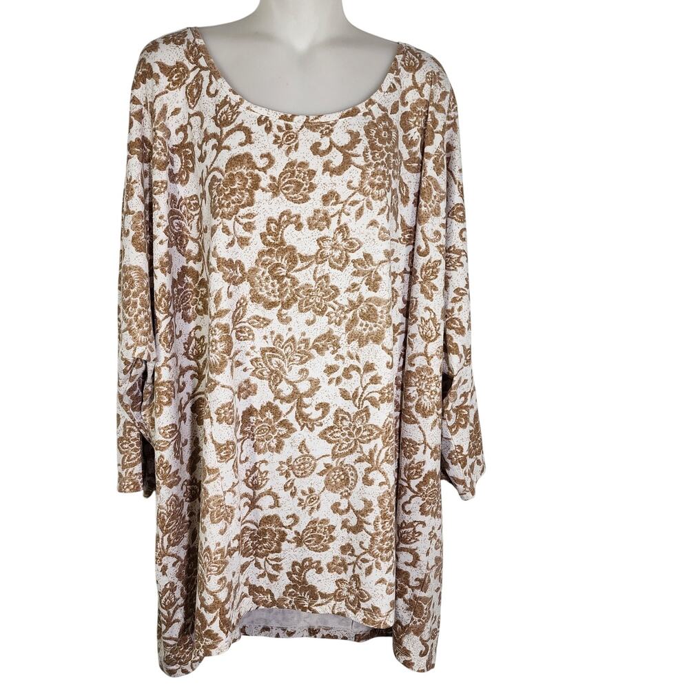 Isaac Mizrahi Live! True Denim Floral Printed Seamed Knit Top 4X A384138